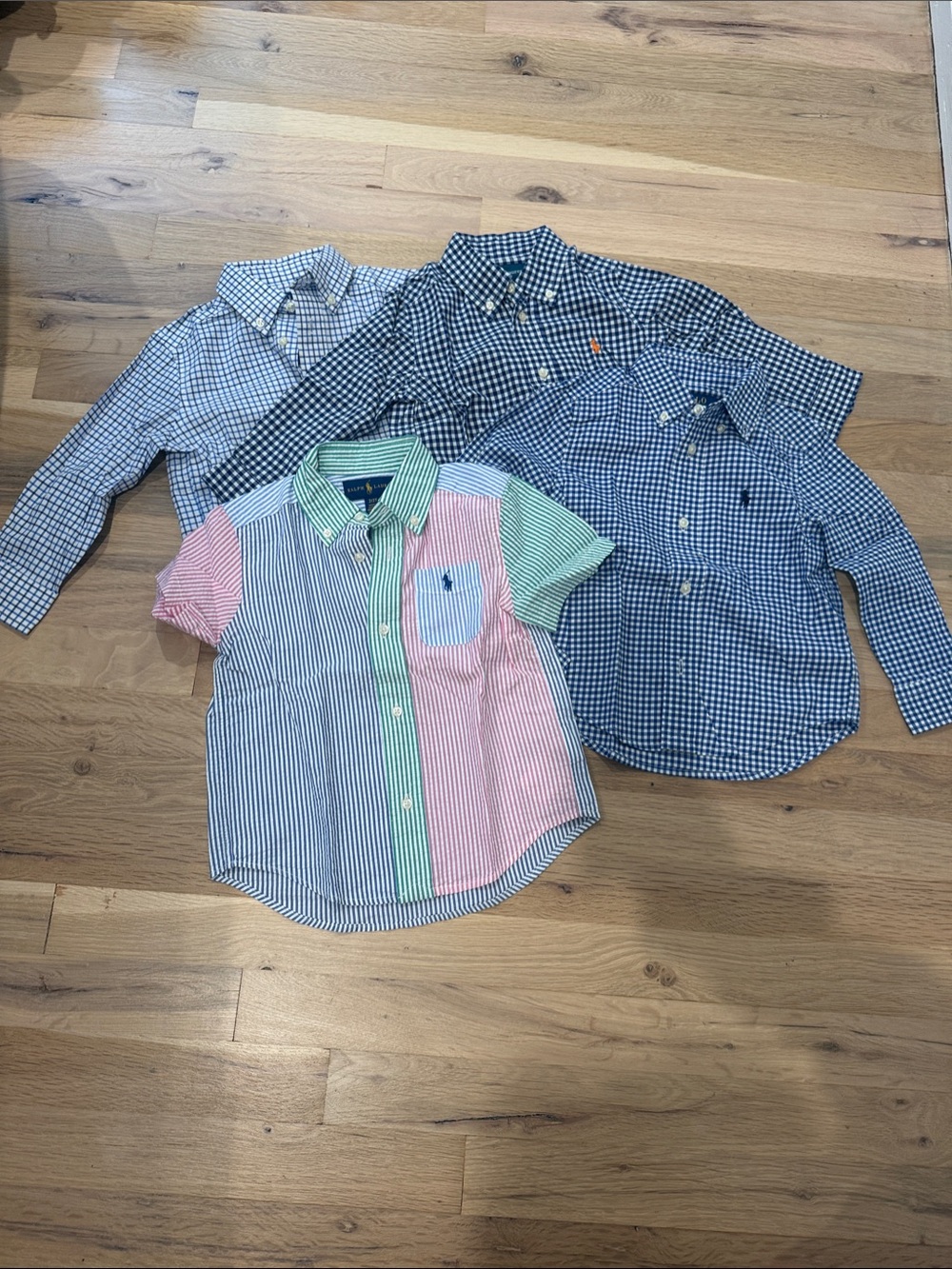 Ralph Lauren Boys Multi-Color Striped & Blue Gingham Button-Down Shirts